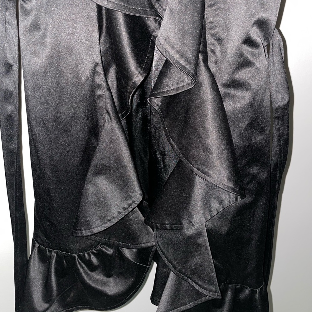 bebe Black Ruffle Coat - Picture 2 of 7